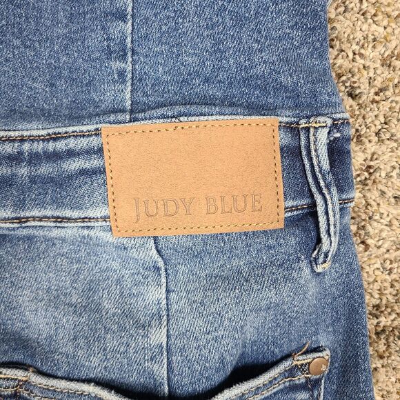 Judy Blue Women's Denim Utility Jumpsuit L Dark Denim Long Sleeve Coveralls - Picture 11 of 16